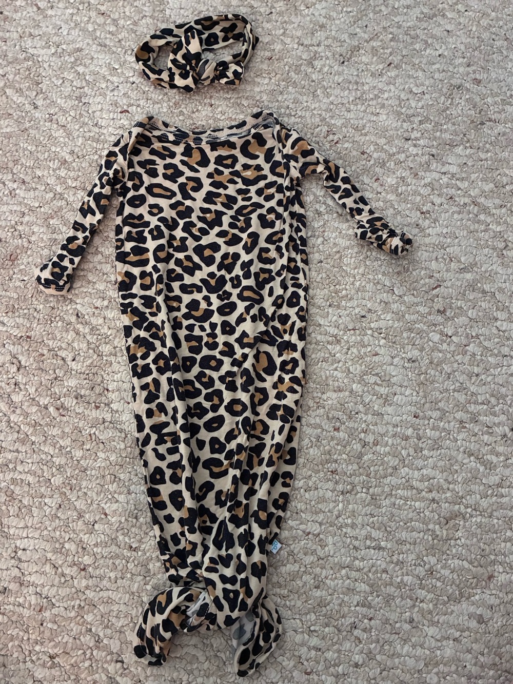 Posh Peanut Leopard print knot gown, with headband